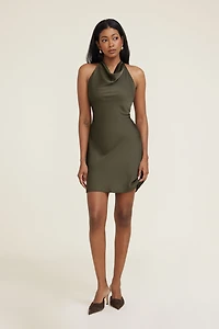 Halter Satin Mini Dress
