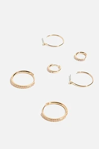 Ensemble de 3 paires d’anneaux d’oreilles ornés de pierres