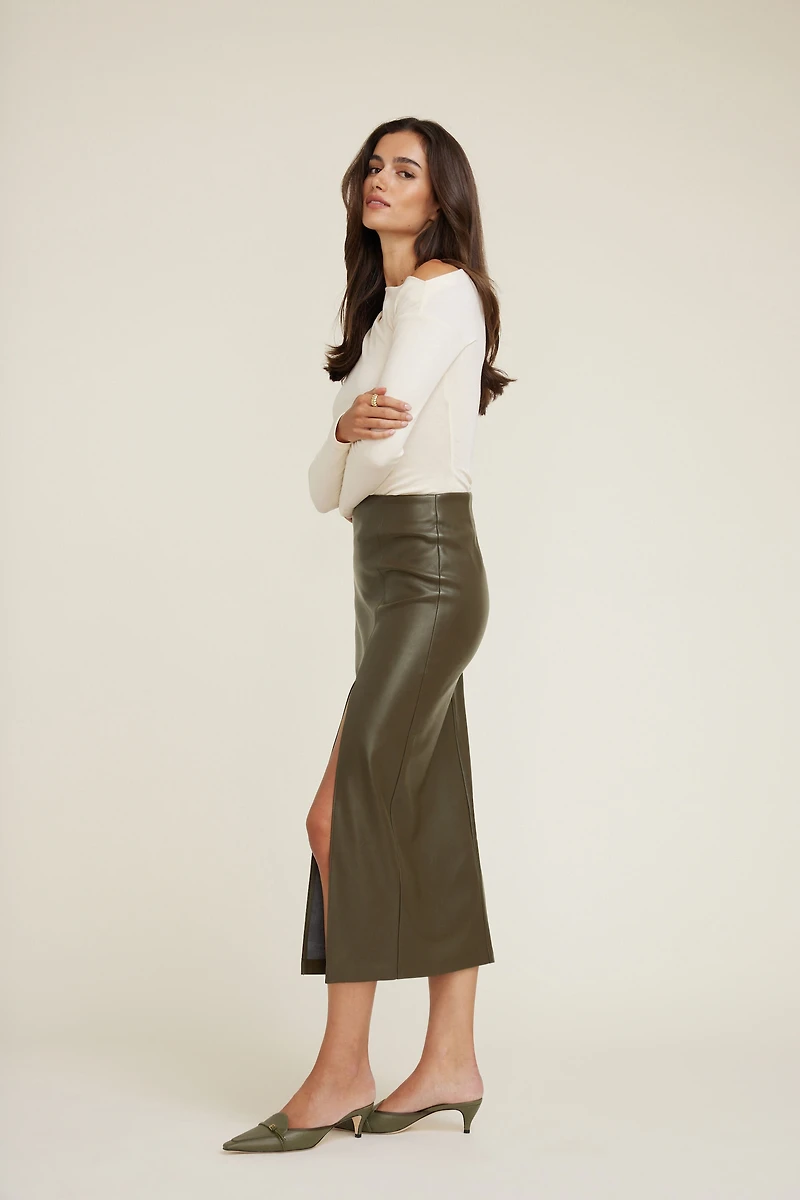 Marlow Faux Leather Midi Skirt