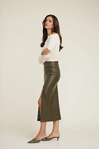 Marlow Faux Leather Midi Skirt