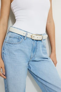 Oval Slim Faux Leather Belt