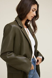 Veston ample en faux cuir