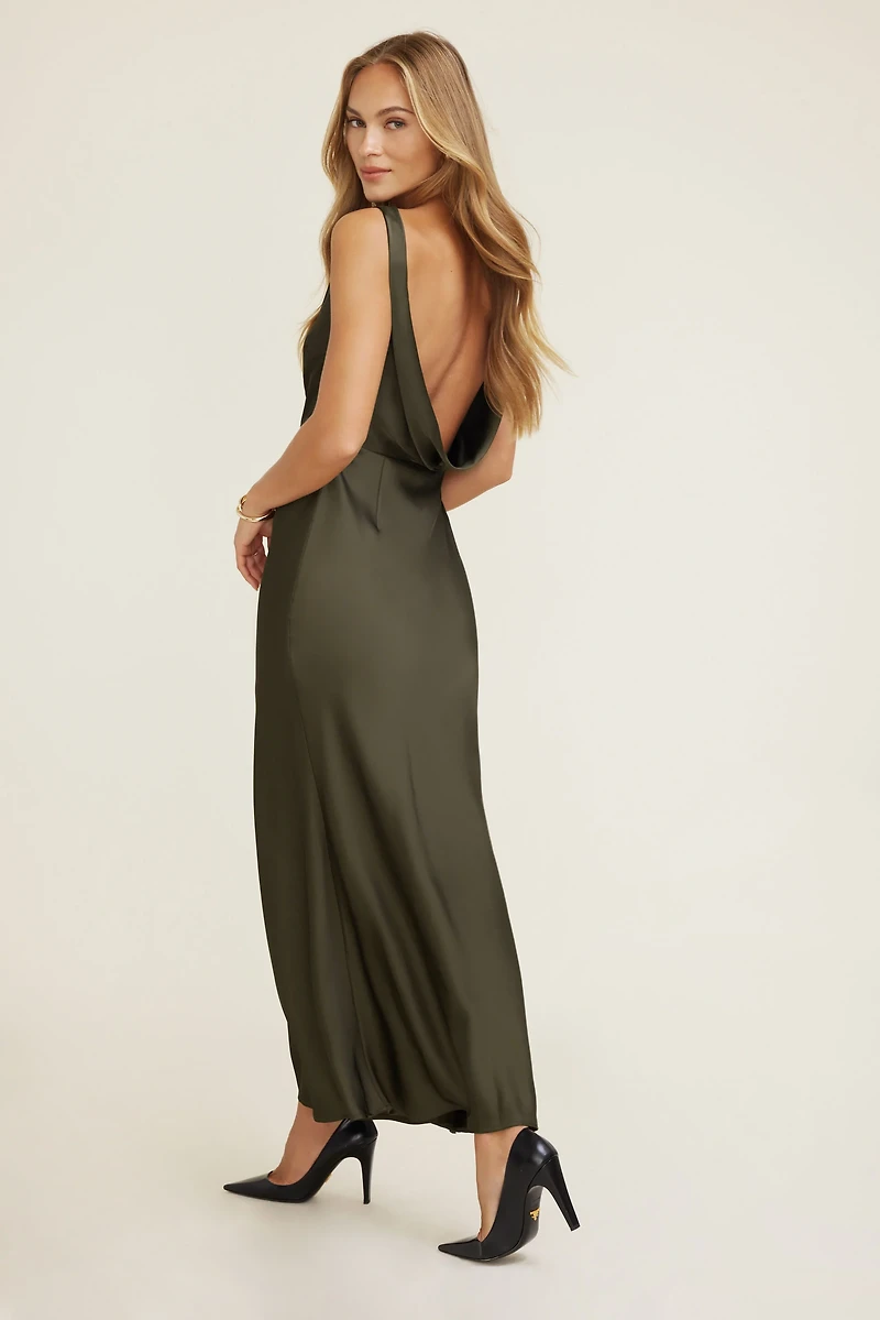 Robe nuisette maxi en satin Nora