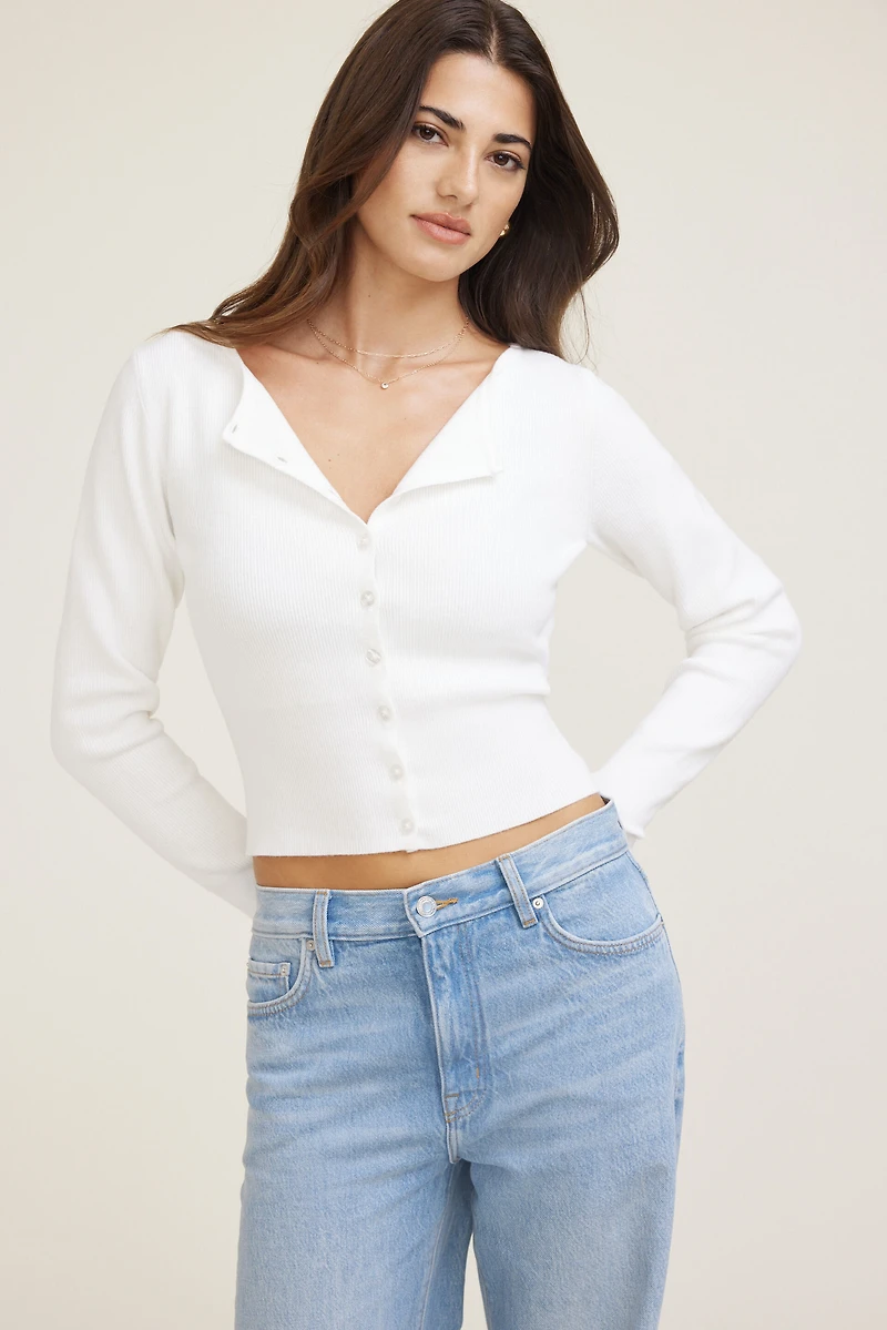 Ribbed Cinch Hem Cardigan