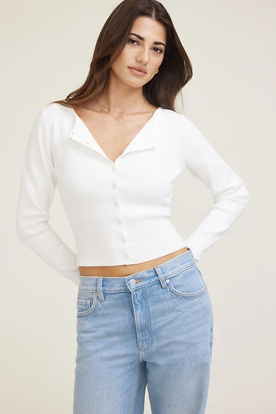 Ribbed Cinch Hem Cardigan