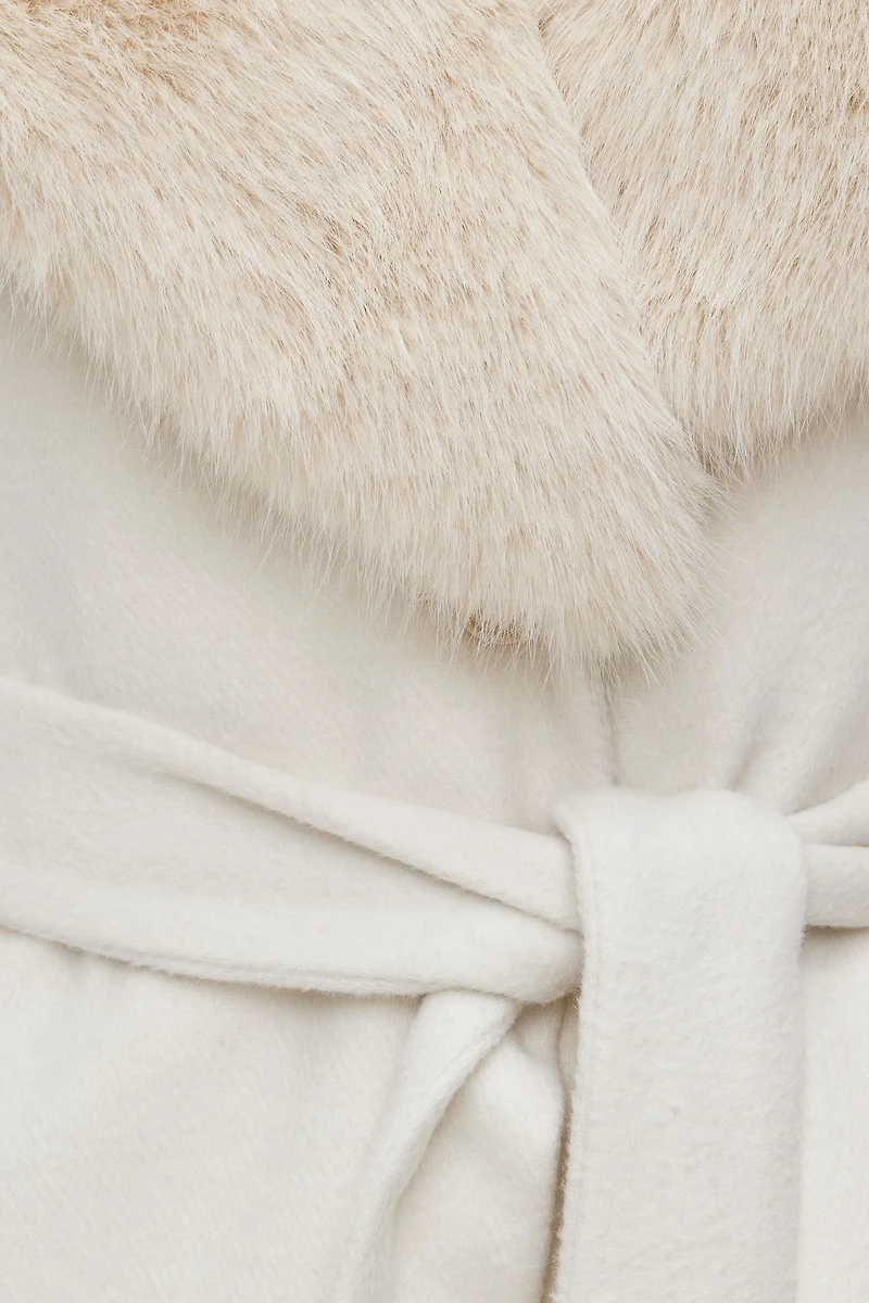 Faux Fur Trim Wool Coat