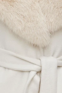 Faux Fur Trim Wool Coat