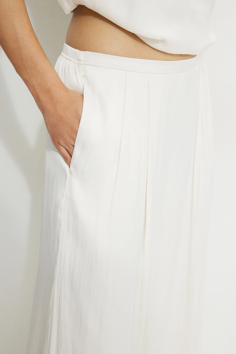 Crinkle Satin Wide Leg Pants