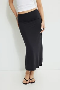 Jupe midi de style nuisette en jersey à picot