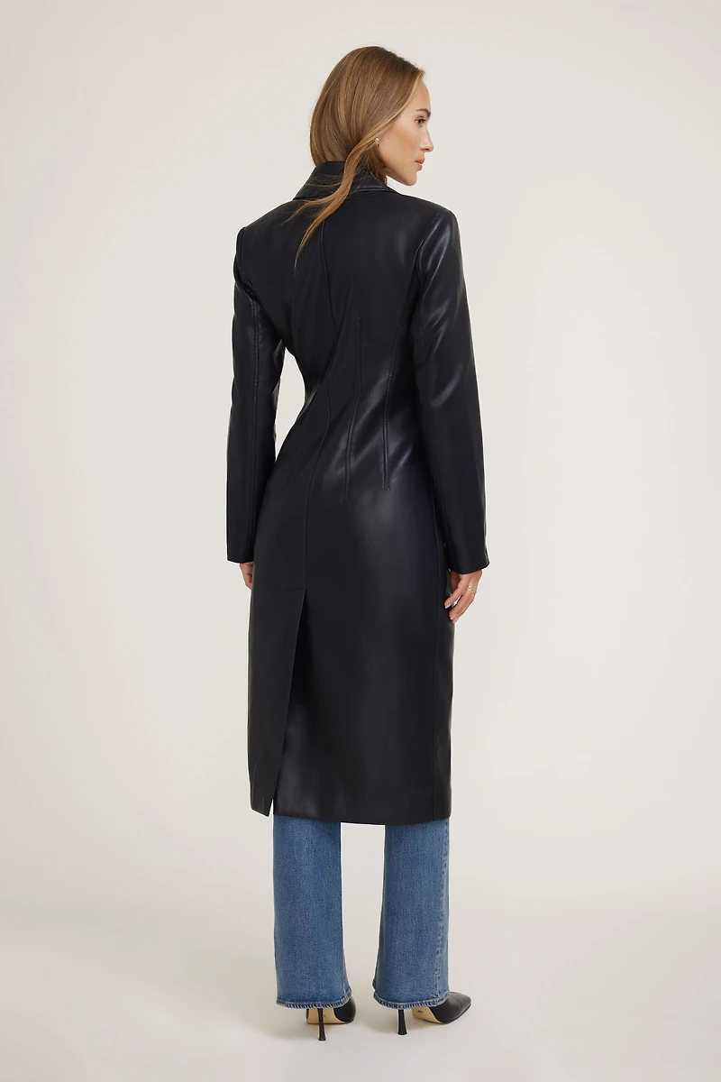 Faux Leather Trench Coat