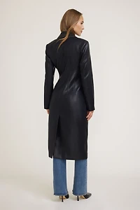 Faux Leather Trench Coat