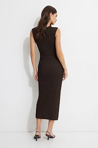 Textured Crewneck Maxi Dress