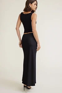 Slit Satin Maxi Skirt