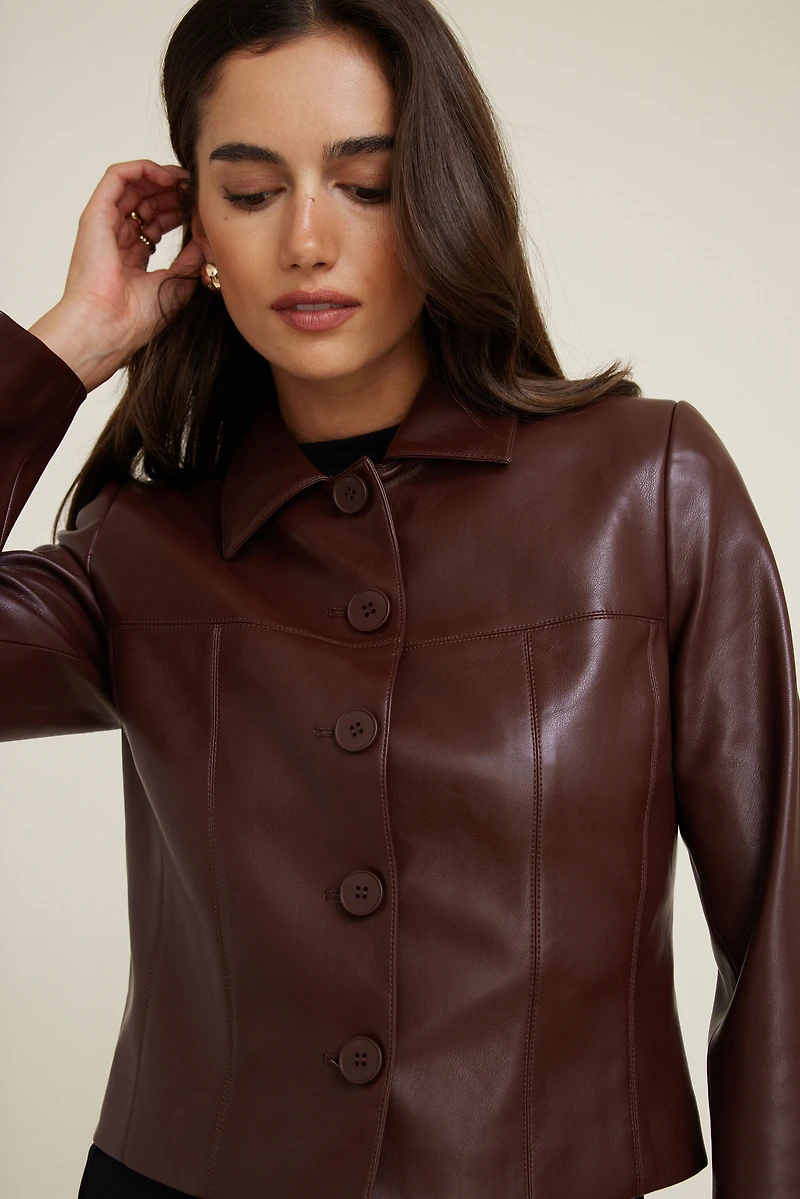 Charlotte Short Faux Leather Jacket