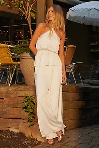 Crinkle Satin Wide Leg Pants