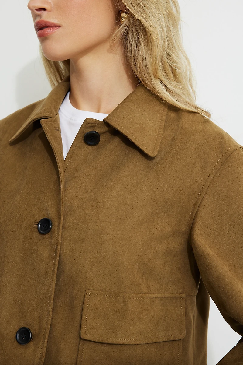 Cropped Faux Suede Jacket