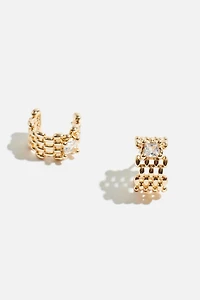 Petites boucles d’oreilles huggies en forme de chaîne avec pierreries