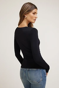 Sculpt Deep Plunge Long Sleeve Top