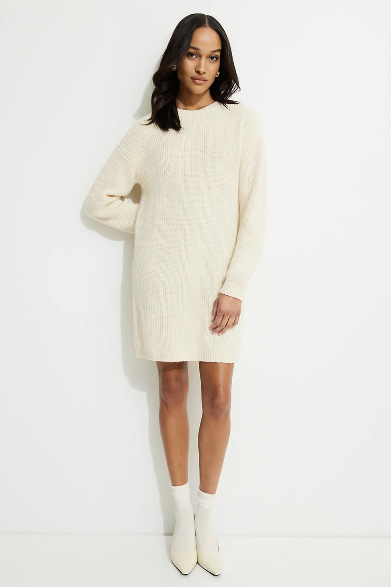 Rib Knit Mini Sweater Dress