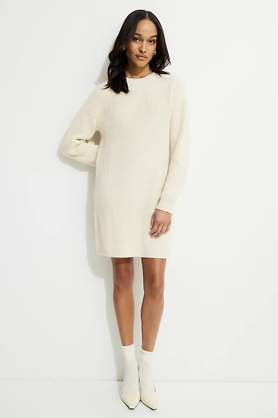 Rib Knit Mini Sweater Dress