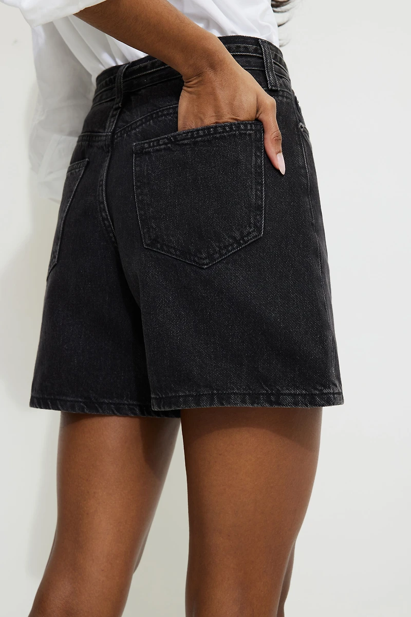 Charlie Drawstring High Rise A Line Denim Shorts
