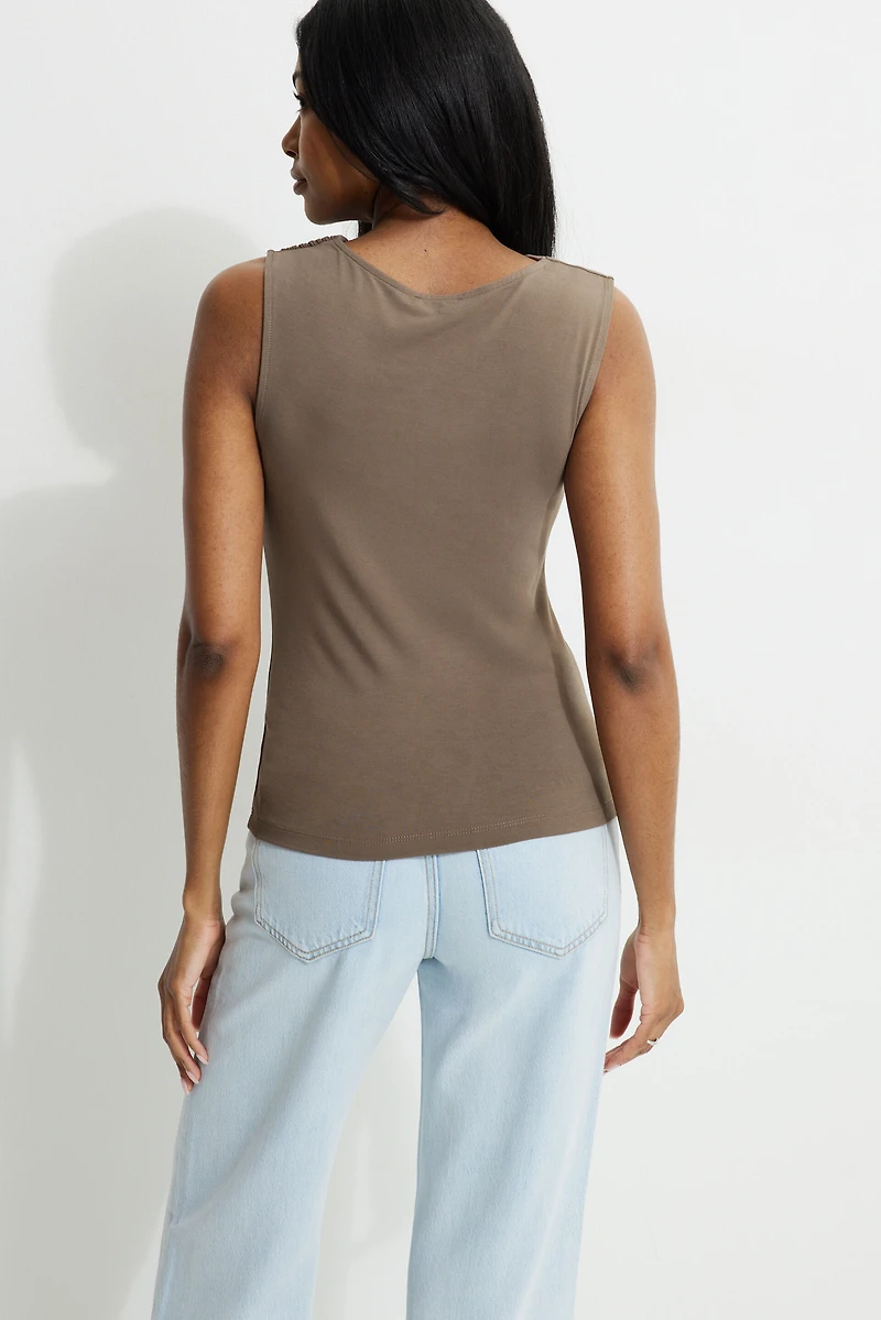 Draped Jersey Tank Top