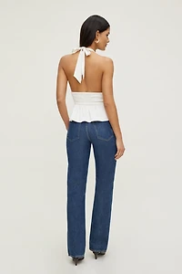 Plunge Satin Halter Top