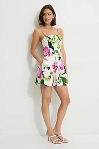 Minirobe fleurie à coutures l'avant Ivory