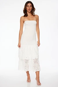 Robe maxi smockée à œillets