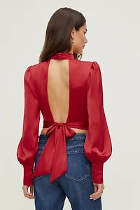 Blouse en satin à dos ouvert