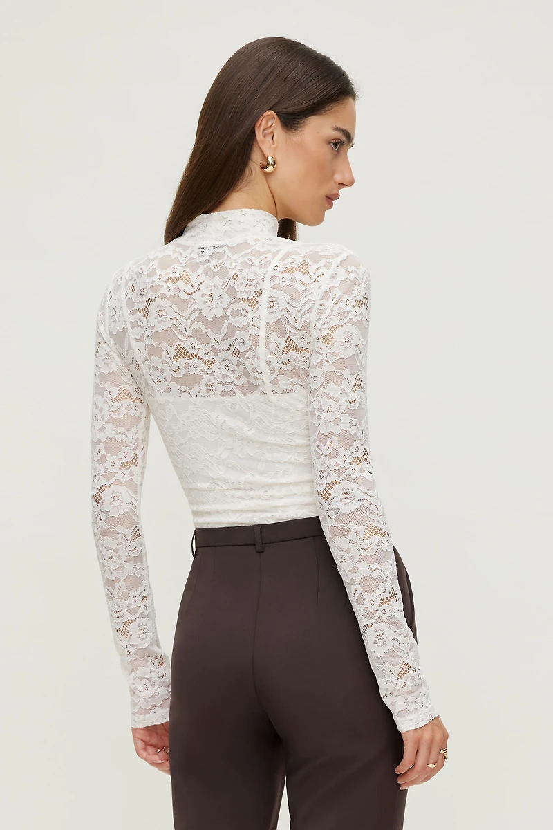 Mock Neck Lace Bodysuit
