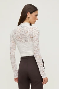 Mock Neck Lace Bodysuit