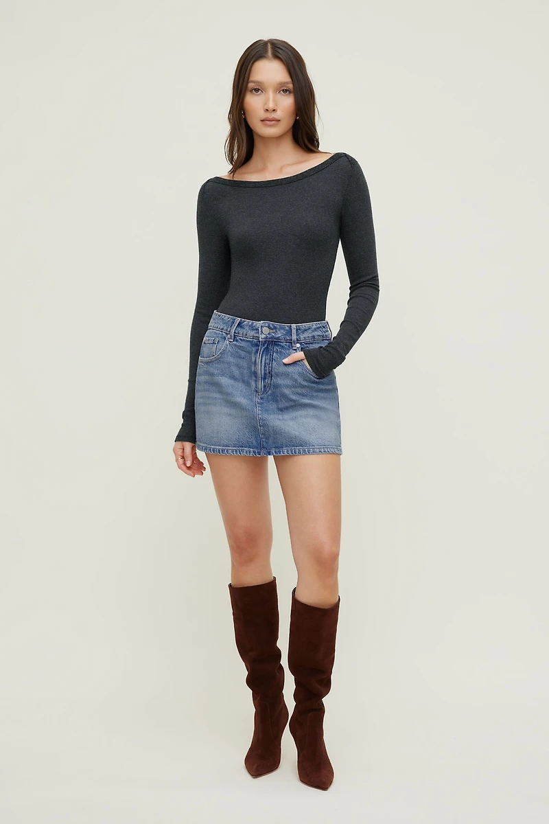 Minijupe-short en denim Gia