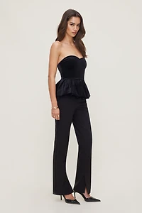 Peplum Velvet Tube Top