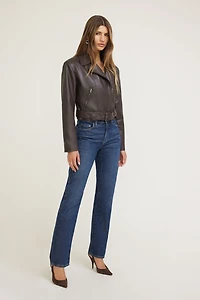 Belted Faux Leather Moto Jacket