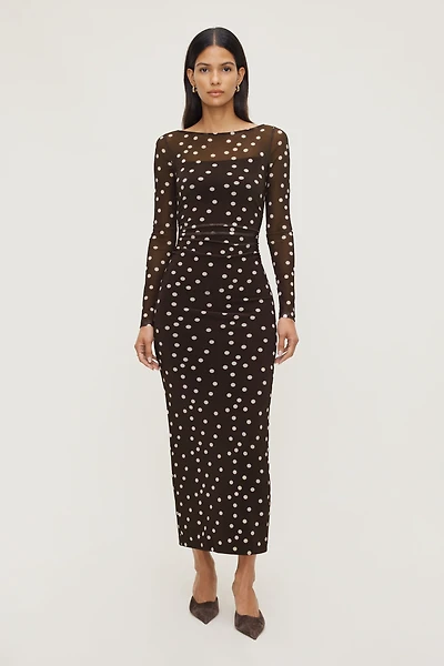 Robe maxi en maille à pois