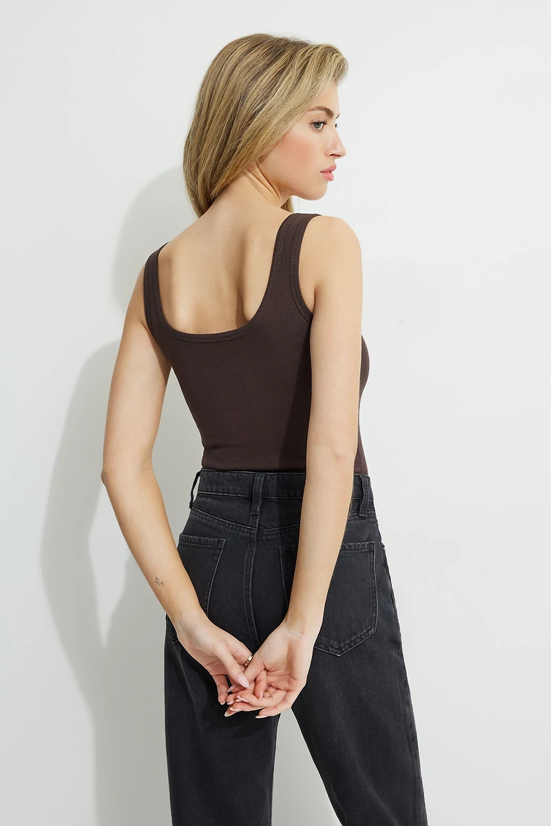 Ribbed Henley Bodysuit