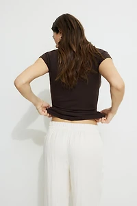 Olive Ribbed Crewneck T Shirt