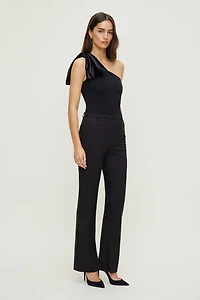 Single Shoulder Velvet Bow Bodysuit