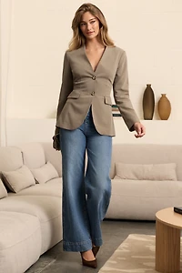 Jean à taille ultra-haute et jambe large colonne Lennon