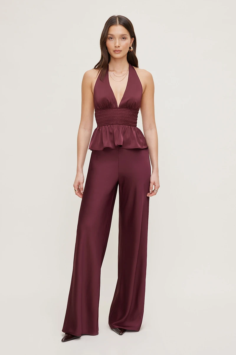 Plunge Satin Halter Top