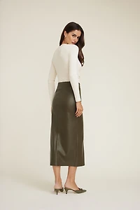 Jupe midi en faux cuir Marlow