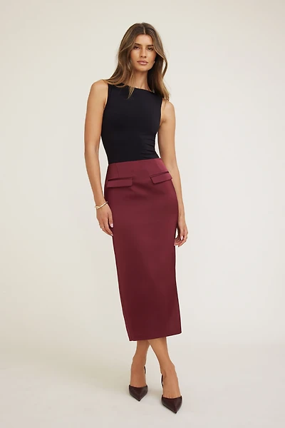 Jupe midi en satin