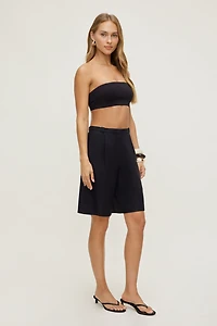 Linen Long Pleated Shorts