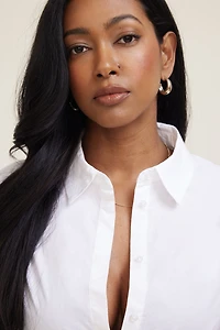 Cinched Back Poplin Blouse