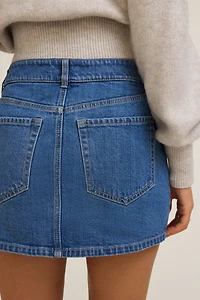 High Rise Denim Mini Skort
