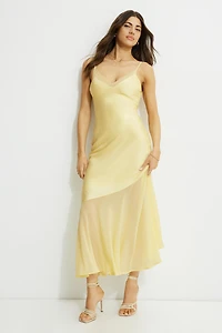 Asymmetric Satin Maxi Dress