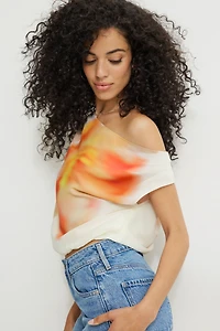 Printed Draped Off Shoulder Top