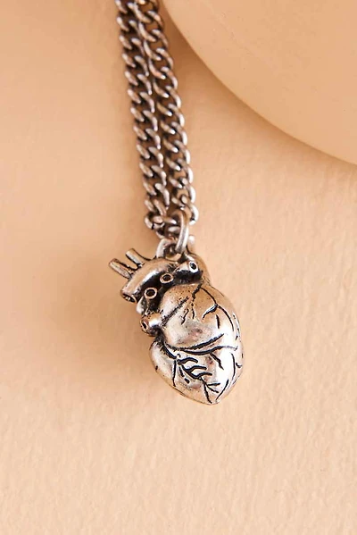 Silver Anatomical Heart Necklace