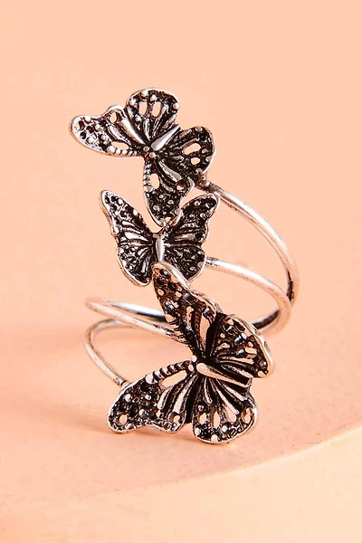 Silver Butterflies Adjustable Ring